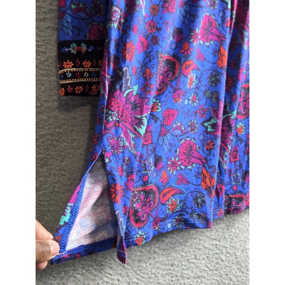 Soft Surroundings Top Womens M Blue Tamuri Embroidered Beaded Tunic Boho Hippie - Picture 6 of 11